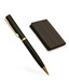 Pierre Cardin Golden Eye Black Ball Pen + Leather Credit Card Holder