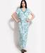 Sober Aqua Blue-White Printed Cotton Elastane Nighty