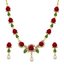 Nisa Pearls Red Coral Floral & Oval Pearl Necklace Set