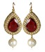 Kshitij Jewels Red Stone & White Pearl Earrings