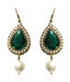 Kshitij Jewels Green Stone & White Pearl Earrings