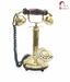 Home Sparkle Brass Telephone With Wooden Handle