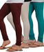 TSG Breeze Kids Leggings Combo of Turquoise, Ecru & Maroon For Kids