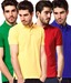 Loveusale Red-Royal-Green-Yellow Cotton Pack of 4 Collar T Shirt