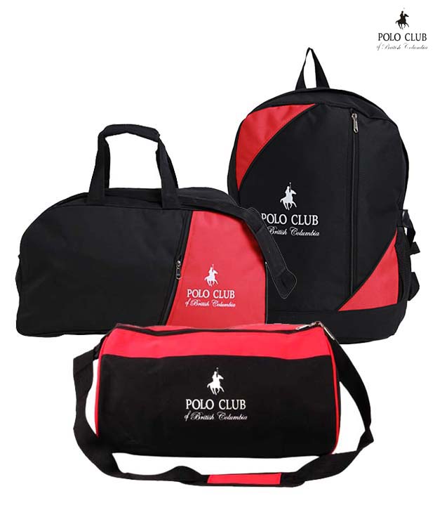 PCBC Black & Red Gym Bag, Laptop Bag & Duffle Bag Combo
