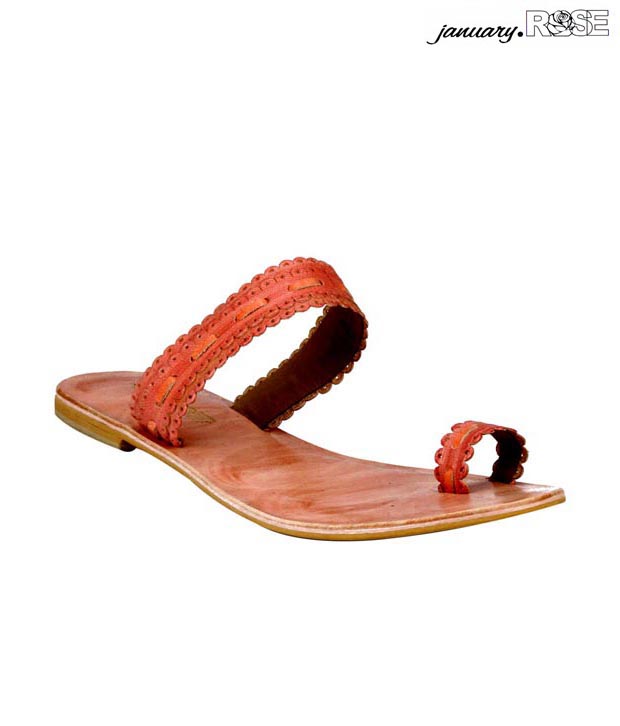 January Rose Coral Pink & Orange Slippers