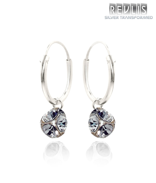 Revlis White Crystal Bali Style Earrings