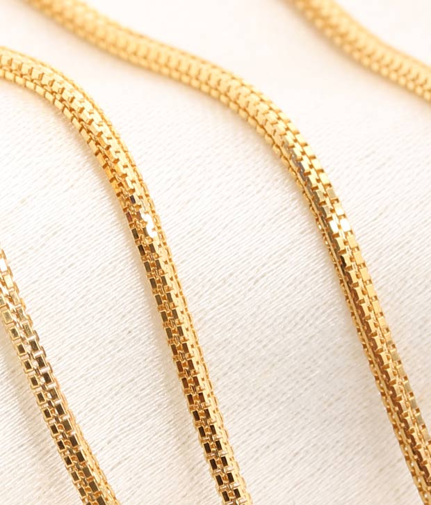 Aiza Thin Square Pattern 18kt Gold Unisex Chain