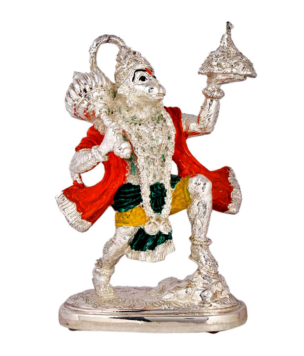 Shanti Sacred Hanuman Silver Coated Idol