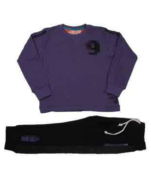 Unikid Purple-Black T-Shirt & Track Pant For Kids
