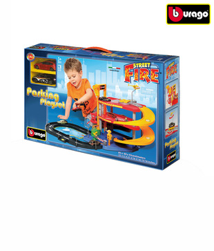 Bburago Street Fire Parking Playset, Incl. 2 Cars