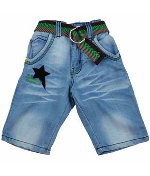 Ruff Light Blue Denim Capri & Belt For Kids