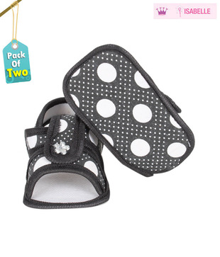 Isabelle Cute Black Infant Booties Pack of 2 For Kids