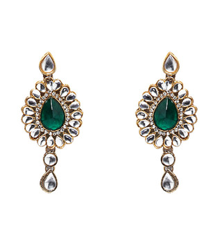 Adhira Gorgeous Green Stones & Beads Necklace Set