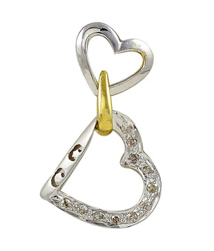 AG Twin Heart Diamond Pendant