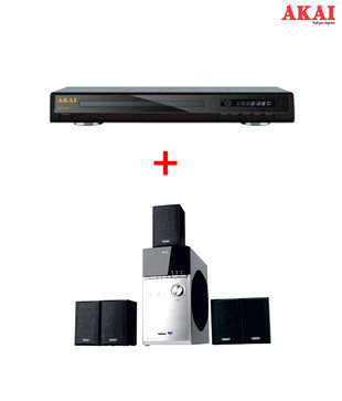 Akai 5.1 DVD2600 DVD Player with Akai MMS-6100USFR 5.1 Speaker System