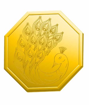 Anantamudra 10g 24 kt Certified Peacock Gold Coin In 999 Purity