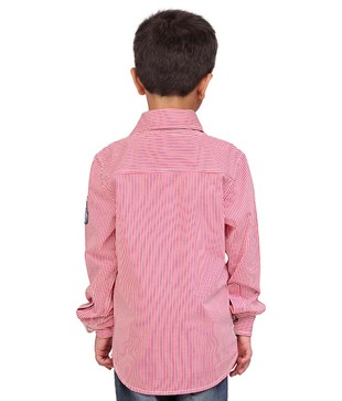Catmoss Pink & White Striped Shirt For Kids