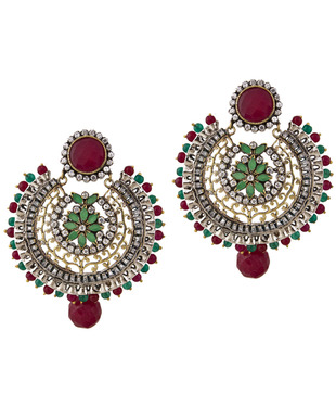 Styleos Mind-boggling Red-Green Earrings