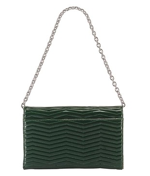 Esbeda Dark Green Wavy Quilted Clutch