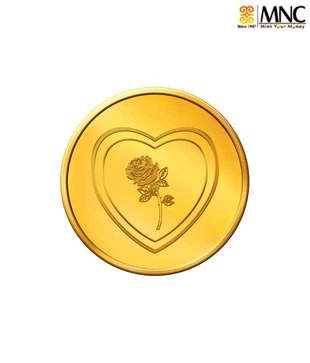 MNC 5 Gm 24kt Hallmarked Valentine Gold Coin With 999 Fineness