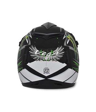 Vega Helmet - Off Road Graphic  Monster - Dull Black Base with  Green Graphics