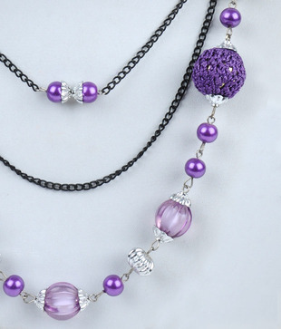 Isabelle Purple Beads & Silver Neckpiece For Kids