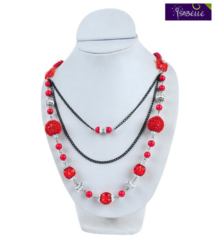 Isabelle Red Beads & Silver Neckpiece For Kids