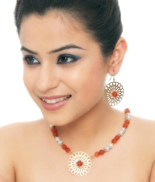 Isabella Sunflower Carnelian Necklace Set