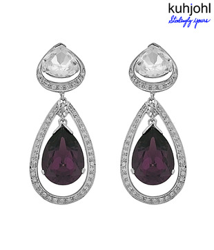Kuhjohl Silver Deep Purple Swarovski Earrings