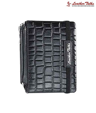 Leather Talks Black Croc Print Note Book