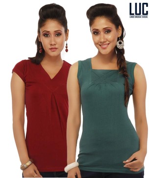 Lanos Fab Maroon & Green T-Shirt Combo