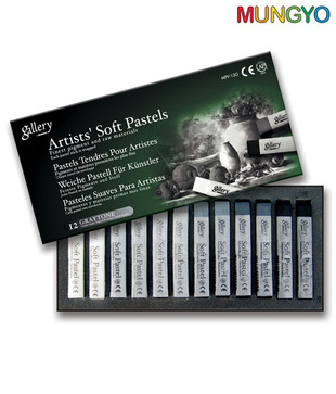 Mungyo Gallery Artists' Soft Pastels - 12 Colors Grey Tone (Pack of 2 sets)