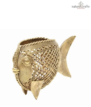 Nature Crafts Dhokra Fish Pen Holder