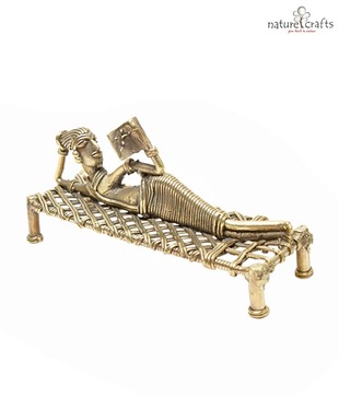 Nature Crafts Dhokra Reading Lady