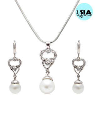 Sia Double Heart AD Pendant Set