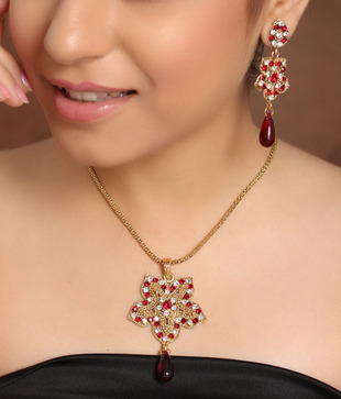 Sia Elaborate Pewter Necklace Set And Bracelet Combo