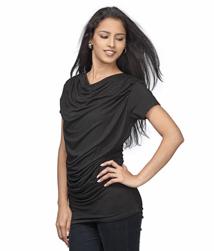Spanky Black Gathered Top