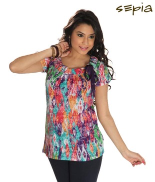 Sepia Muticolour Printed Top