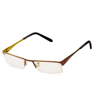 Spice Yellow & Brown Semi-Rimless Optical Frame