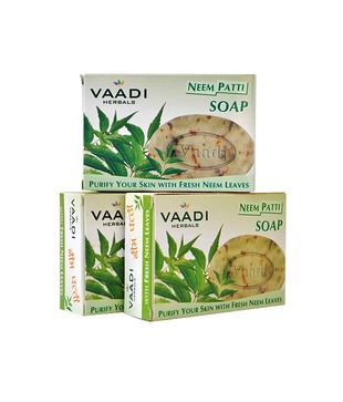 Vaadi Herbals Value Pack of  3 Neem Patti Soap- Contains Pure Neem Leaves (3 X 75 gms)_Discontinued