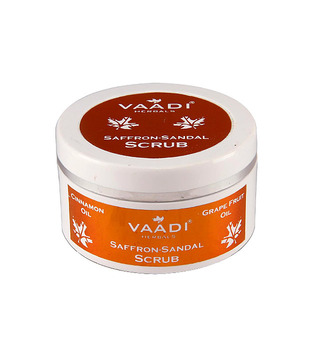 Vaadi Saffron Sandal Face Scrub - Walnut Scrub & Cinnamon Oil 50gm
