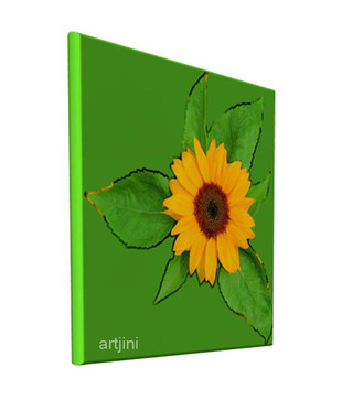 Artjini Sunflower On Green Background Painting