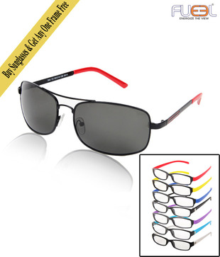 Fueel Valiant Black Sunglasses With Free Optical Frame worth Rs.299