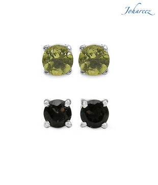 Johareez Lemon Quartz & Topaz Silver Earrings Combo