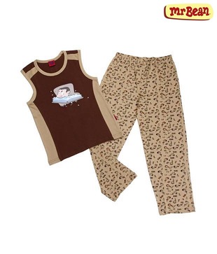 Mr. Bean Brown & Sand Boys Nightwear For Kids