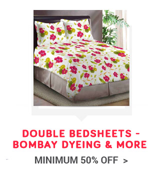 Double Bedsheets - Bombay Dyeing, Raymond, Spaces & more - Min.50% Off