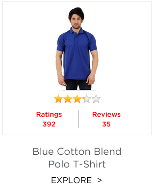 "Finix Blue Cotton Blend Polo T Shirt    "