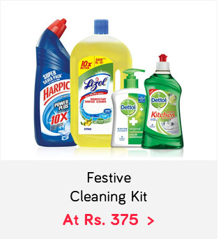 Festive Cleaning Kit- Harpic Original 1 Ltr+ Lizol Citrus 975ml + Dettol Handwash 215Ml+ Dettol Kitchen Gel Lime 400 Ml