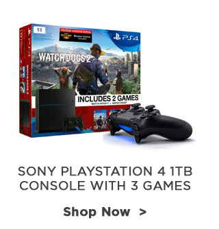 Sony Playstation 4 1TB Console with 3 Games (WatchDogs I, WatchDogs II & Infamous Second Son)